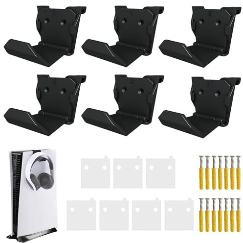 6 supporti da parete per controller: controller per controller PS3/PS4/PS5/Xbox 360/Xbox One/S/X/Elite/Series S/Series X, controller per videogiochi, controller e cuffie (nero)