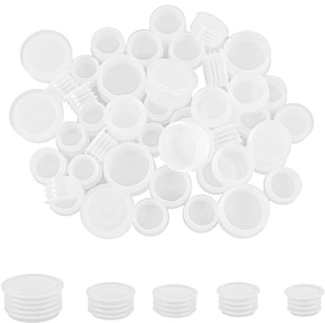 50 Pcs 5 Size Salt and Pepper Stoppers Plugs Plastic Salt Shaker Plug Stopper (14/16/18/19/24 mm) Replacement Plug Bottle Caps Reusable Clear Round End Cap for Pepper Shakers, Bottles