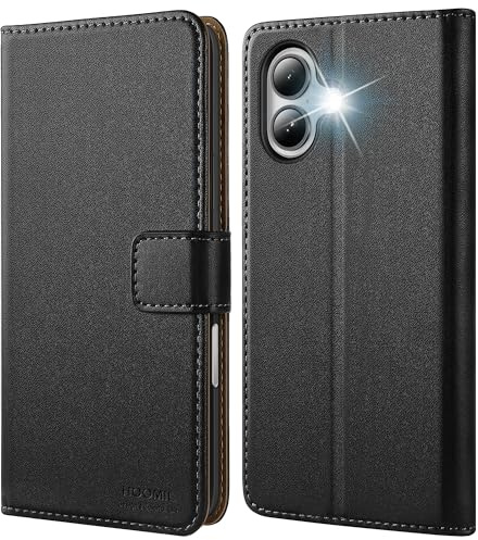 HOOMIL Handyhülle für iPhone 16 Plus Hülle, PU Leder, Schwarz | mit Kartenfach & Standfunktion, Unterstützt Kabelloses Laden, Klappbar Schutzhülle