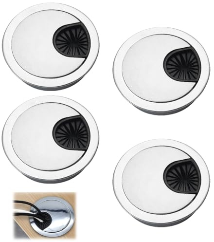 4 Stück Kabeldurchführung Schreibtisch aus Metall, ø 60mm Durchführung | Kabeldurchlass Tisch mit Staubdichtun, Desk Grommet, Kabeldurchführungen Rund für Tisch Büro Arbeitsplatten