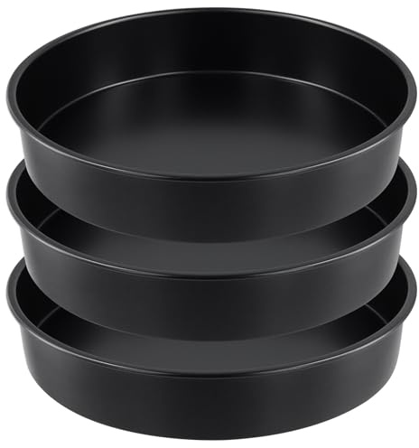 YUENPUN 3 Pcs 10 Inch Carbon Steel Cake Tin, Deep Round Non Stick Baking Pans for Birthday Wedding Layer Cakes