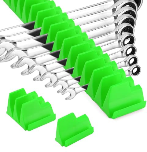 Wrench Organizer for 40 Wrenches, Improving Efficiency Magnetic Wrench Holder, Wall-Mounted Pliers Holder Tool Organizer for Tool Box Storage(Green)