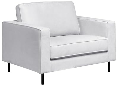 Beliani Modern Minimalist Fabric Armchair Cushions Metal Legs Light Grey Savalen