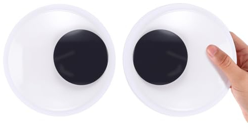 LIQWEI 2 Stück Selbstklebende Wackelaugen, 150mm Riesige Kulleraugen Große Wackelaugen Kunststoff Augen Für Heimwerkerhandwerk Partydekorationen Kühlschrank Tür Weihnachtsbäume Auto