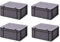 4er-Set Aufbewahrungsboxen Stapelboxen mit Deckel grau/transparent, 40 x 30 x 18,5 cm, extra stabil, Industriequalität aus DE