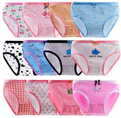 Anntry Baby 12 Pack Panties Soft Comfort Knickers Cotton Underwear Little Girls Assorted Briefs 2-12 Yrs