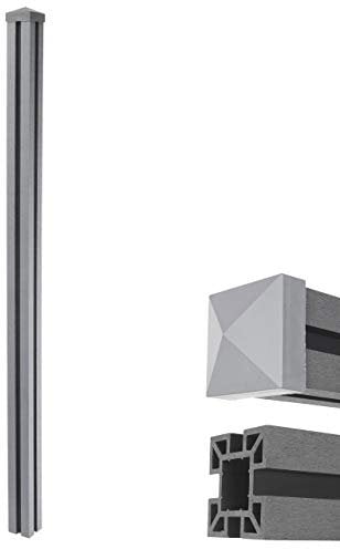 Mendler WPC-Pfosten Sarthe-WPC-Zaun, Pfeiler Pfahl, Stecksystem 1,88m - grau