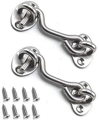 BuxiuGK 2 Pieza Gancho de Cabina Acero Inox 3 Pulgadas/75mm con 8 Montaje Tornillos para baño, ventana, puerta corredera, dormitorio,Plata