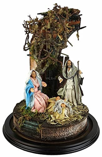 Presepe Campana di Vetro 20x30 con Natività in Terracotta vestita
