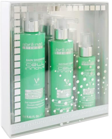 abril et nature - Professionelles Verjüngungs-Pflegeset - Cell Innove - Shampoo-, Maske- und Serum-Set für das Haar - Mit pflanzlichen Stammzellen - Regeneriert und verjüngt - 550 ml