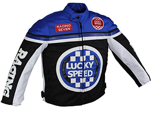 Euro Stars Veste de motard pour enfant, veste de moto, veste textile pour enfant, veste de motard, veste de course bleue, bleu, XXXL