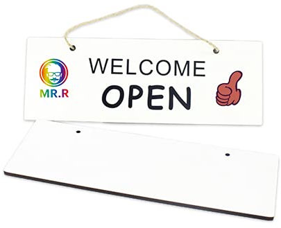 MR.R 2 Pieces Sublimation Blanks MDF Rectangle Door Plaque Hanger Home Wall Door Decor,11x4 inch