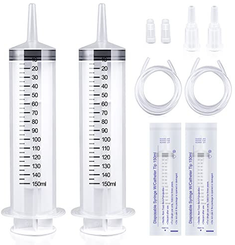 2 Packungen Plastik Spritzen mit 2 Kunststoffrohre für Öl- oder Leimapplikatoren, Experimente, Pet Fütterung, Industrielle Anwendungen (150ml)