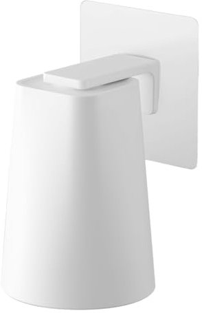 Yamazaki 5487 Tower Klebehaken mit Becher, Weiß, Tasse : ABS-Harz/Magnet Klebehaken : ABS-Harz/Silikon/Polycarbonat/PET/Polyurethan, Minimalistisches Design, 7 x 7 x 9,5 (Tumbler) cm (LxBxH)