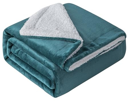Mixibaby Flauschige Kuscheldecke Sherpa Coral extra weich & warm Wohndecke Flanell Fleecedecke, Größe:150 cm x 200 cm, Farbe:Dunkelgrün