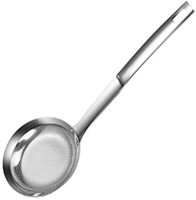 Food Strainer Colanders Mesh Spider Strainer Skimmer Hot Pot Skimmer Spoon Stainless Steel Flat Fine Mesh Strainer Colander Kitchen Fat Oil Filter Cooking Utensil