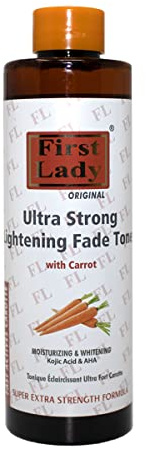 First Lady Ultra Strong Carrot Skin Brightening Face Toner 200ml - with kojic Acid & aha Lactic Acid, Fade hyperpigmentation, Dark Spots, Acne, Glow Tonic, Melanin, Toning