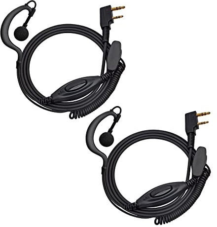UAYESOK Walkie Talkie Ohrhörer G-Form Serveillance Headset Kopfhörer 2-polig mit PTT-Mikrofon für Kenwood TK-2107 TK-3107 TK-3200 BAOFENG UV-5R Retevis H777 TYT Security Radio Funkgerät Kit (2 Stück)