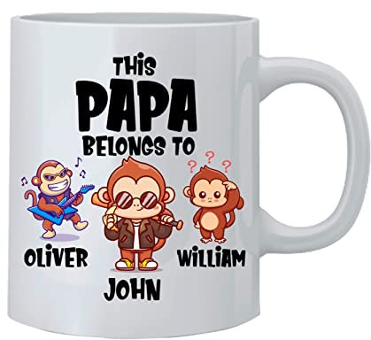Gift Hub - Printed Maniacs Personalised Mug for First Father's Day - Cute Stepdad Gift for Christmas, Birthday, New Born - This Papa Belongs to