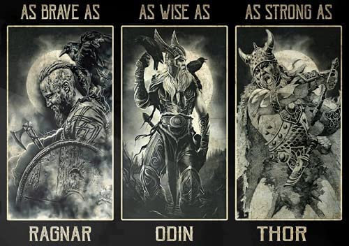 Metall-Blechschild, As Wise As Odin, As Brave As Ragnar Super Durable Badezimmer Wanddekoration Höhle Bar Poster Küche Home Dekoration Schild 30,5 x 20,3 cm