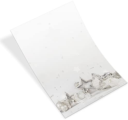 Logbuch-Verlag 50 Blatt Weihnachten Briefpapier edel silber grau - Weihnachtspapier zum Bedrucken & Schreiben Motivpapier DIN A4