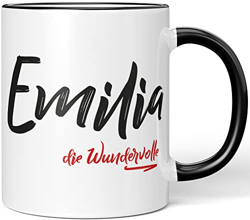 JUNIWORDS Tasse, Emilia, die Wundervolle, Schwarz (5230507)