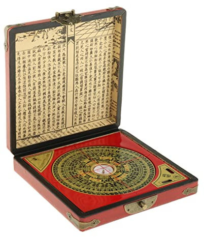 pistro Vintage Feng Shui Chinesischer Kompass mit Leder-Holzdrache Phoenix-Etui