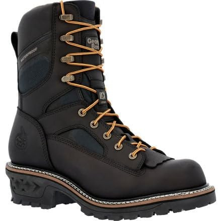 Georgia Boot LTX Logger Waterproof Black Work Boot, Black, Size 8.5(W)