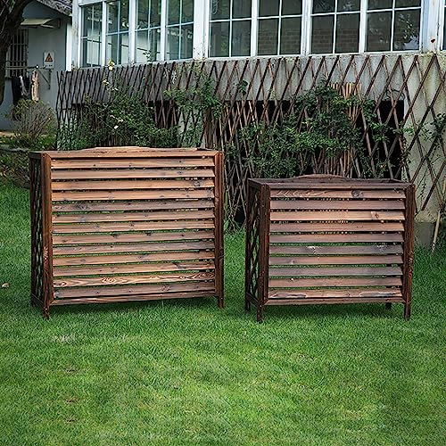 Klimaanlagen Abdeckung Holz Blumenständer,Klimaanlagen Abdeckung Schutzgitter,Korrosionsschutz Dekorativer Bildschirm der Klimaanlage,für Außengerät,Holz Gitter Klimaanlagen Zaun ( Size : 85*35*75cm )