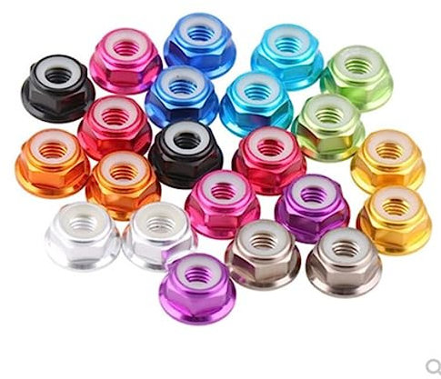 10 Stück Aluminium-Nylon-Kontermutter M2 M2,5 M3 M4 M5 M6 Motorschraubenmuttern Nyloneinsatz Selbstsichernde Mutter CW für RC-M4 10 Stück, grau