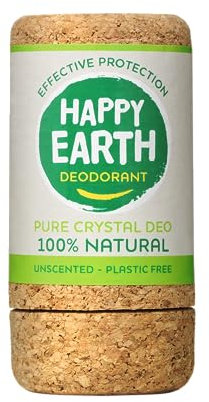 Happy Earth Deodorant - Für Damen und Herren - Deo Roller - 100% Natürliche Inhaltsstoffe & Vegan - Crystal Stick Unparfümiert - 90 ML