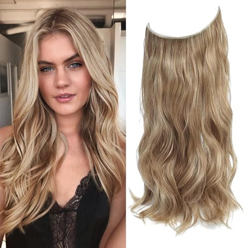 Nexyshe Clip-in Haarverlängerung, 30,5 cm, Dunkelblond, unsichtbare Draht-Haarverlängerung, Kunsthaarteile für Damen, gewellt
