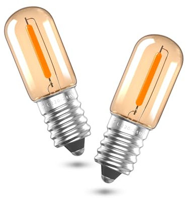 Klarlight 1W E14 LED Glühbirnen, 2200K Ultra Warmweiß Vintage Amber Glühbirne, 220V E14 T16 Mini Amber Nachtlicht Kühlschrank licht 100 Lumen 10 Watt Äquivalent, nicht dimmbar 2 Stück