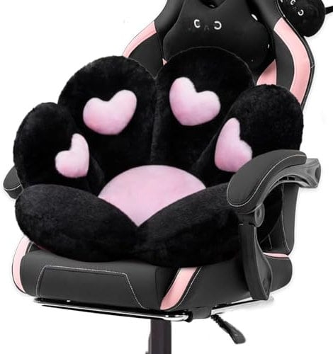 DOBUONO Katzenpfoten-Kissen, Kawaii-Büro-Schreibtischstuhlkissen, bequem, Plüsch, Katzenpfotenform, Gaming-Stuhlkissen, Bär, niedliches Sitzkissen für Mädchen, Kawaii-Zimmer, Schlafzimmer, Dekoration,