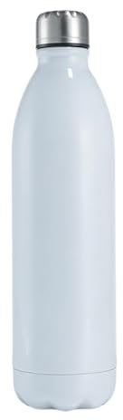 Borraccia termica da 1 l, in acciaio inox, elegante e isolante, mantiene caldo e freddo, coperchi a tenuta stagna al 100% (Bianca, confezione da 1 litro)