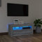 DJEKA Meuble TV LED Meuble TV Bois Meuble TV Haute Banc TV Meuble Television Meuble TV avec Rangement Table TV Salon Banc TV-Sonoma gris-90x35x40 cm