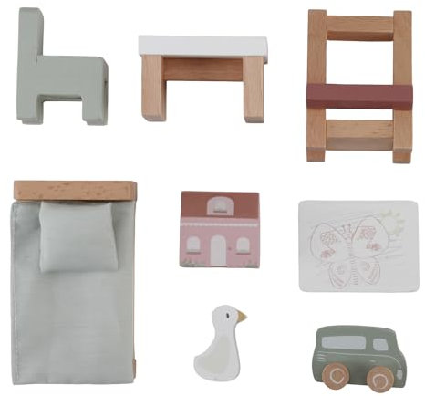 Little Dutch 7119 - Set da gioco in legno FSC per casa delle bambole, 8 pezzi