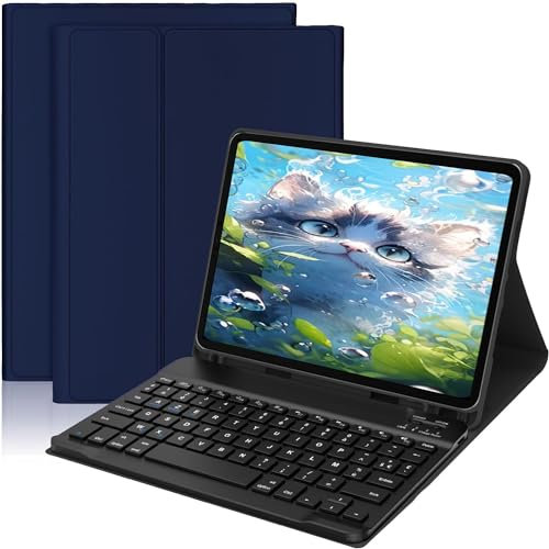 AVNICUD Clavier pour iPad Air 11 2024/2025 (M2/M3)/ Air 5ème/4ème génération 10.9, Coque Clavier pour iPad Pro 11 4/3/2/1 Gen, Clavier Français AZERTY Magnétique Détachable Bluetooth, Bleu foncé