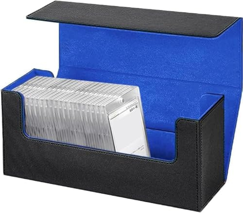Fondlife Sammelkarten Aufbewahrungsbox für 800+ Karten, PU Leder Magnetic Deck Box, Karten Aufbewahrung Box für Trading Card Games (TCG), kompatibel mit gängigen Sammelkarten. (Schwarz Blau)