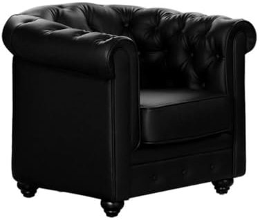 Vente-unique - Sessel mit gerader Rückenlehne 1 Chesterfield - Kunstleder - schwarz