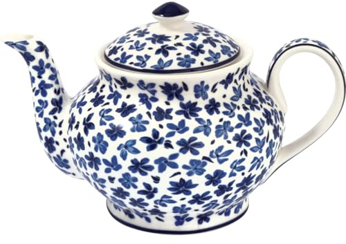 Greengate Teiera in porcellana bianco/blu con fiori Dahla, vintage, Shabby Chic 1 Litro
