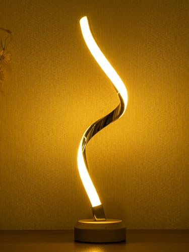 AIEHOUSE USB Spiral LED Table Lamp,Single Bed Warm Light,Modern Bedside Lamps for Nightstand,Colour Changing Desk Lamp for Bedroom Living Room