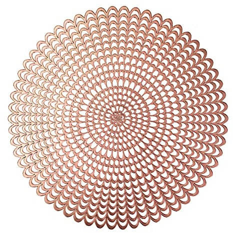 iSpchen Runde Hohle Tischset Abwaschbar Platzdeckchen rutschfest Abgrifffeste Hitzebeständig Rundes Anti-Verbrühung Platzset Abwaschbar Küche Speisetisch Platz-Matten Tischdekoration Roségold