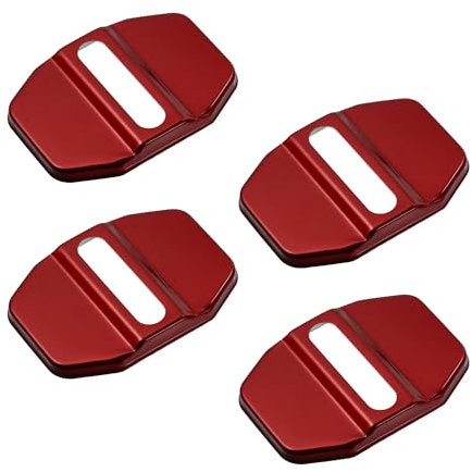 Motoforti Car Door Latch Lock Cover, Door Latch Lock Buckle Protector, for Mercedes-Benz for for AMG A S m C E CLS GL CLA GLE GLC, Stainless Steel, Red, 4 Pc