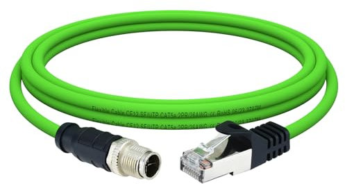 Lonlonty M12 X-Coded 8 Pin to RJ45 Cable Cat6A Industrial Ethernet Shielded Cable for Cognex and Automation Application SFTP 26AWG (3.3Ft-Cat6A X code 8Pin)