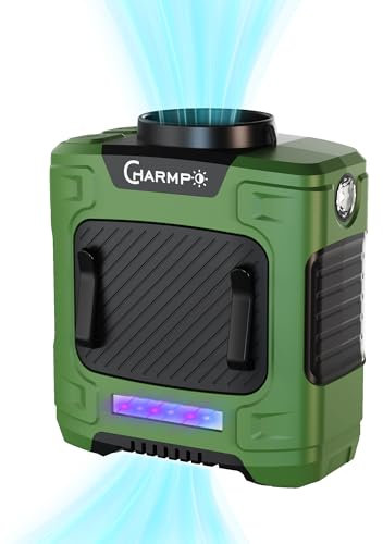 CHARMPㅤ Waist Fan - 10000mAh Rechargeable, 24H Cooling, 16000RPM Strong Airflow, 3-Speed Portable Belt Fan with LED SOS & Red-blue Warning Light for Jobsite, Camping, Travel, Farming