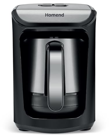 Homend Pottoman 1884 UK 300 ML Electric Turkish Coffee Machine with Milk Option - Automatic Talking Small Greek Coffee Maker with 5 Cup Capacity & Stainless Steel Filter
