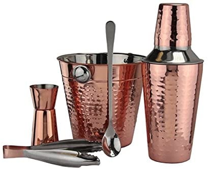 Acense Cocktail Shaker Set, Copper 5pc Set Professional Bartender Set for Home Bar, Including Strainer, Muddler, Jigger & Other Bar Accessories, Gift Box Included