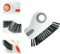 Spazzola per la pulizia delle scanalature 2 in 1, con setole dure e raschietto nascosto, spazzola per la pulizia delle fughe per guide scorrevoli (grigio)