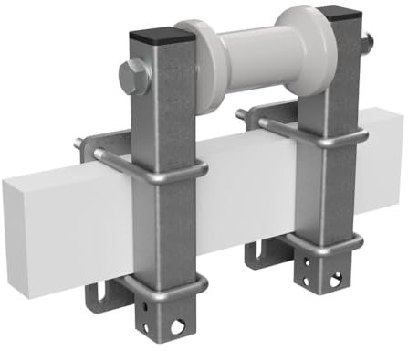 SUPROD Polyurethan Kielrolle mit Stützen Sliprolle Bootstrailer Sliphilfe Spulenform verzinkt B=125, L=250 mm, grau